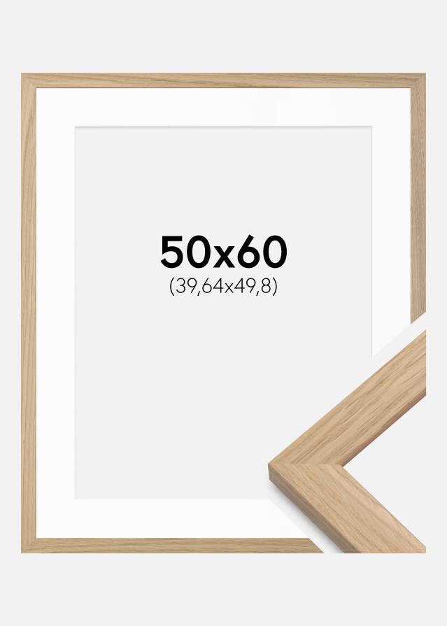 Ram med passepartou Fotolijst Oak Wood 50x60 cm - Passe-partout Wit 16x20 inches