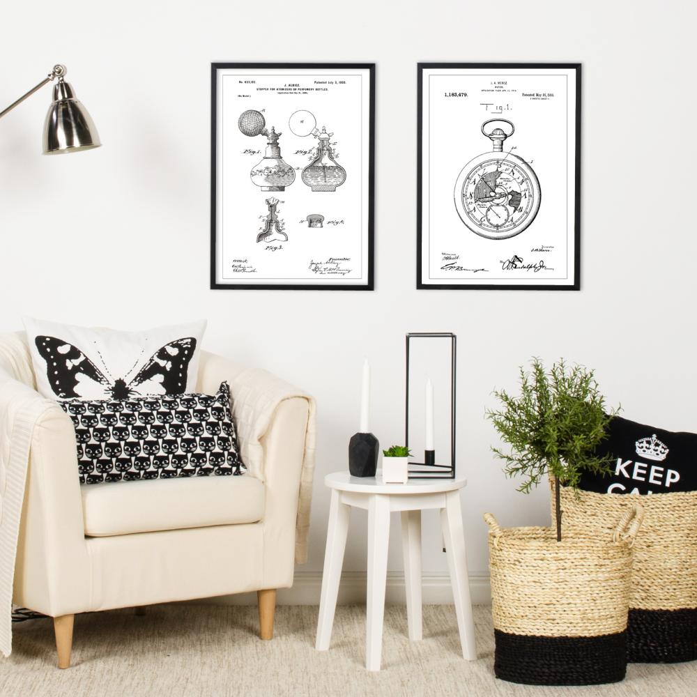 Bildverkstad Patenttekening - Zakhorloge - Wit Poster