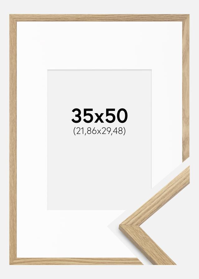 Ram med passepartou Fotolijst Trendy Eiken 35x50 cm - Passe-partout Wit 9x12 inches