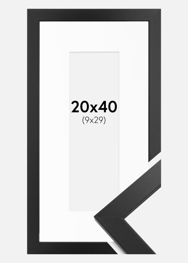 Ram med passepartou Fotolijst Black Wood 20x40 cm - Passe-partout Wit 10x30 cm