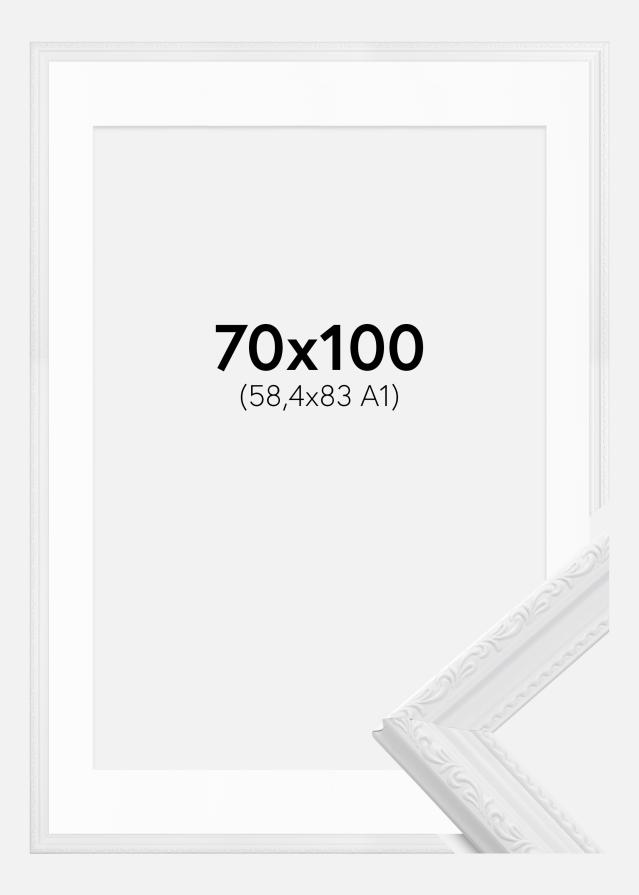 Ram med passepartou Fotolijst Abisko Wit 70x100 cm - Passe-partout Wit 59,4x84 cm (A1)