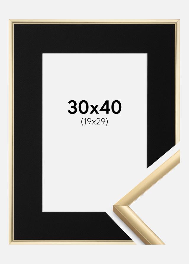 Ram med passepartou Fotolijst New Lifestyle Goud 30x40 cm - Passe-partout Zwart 20x30 cm