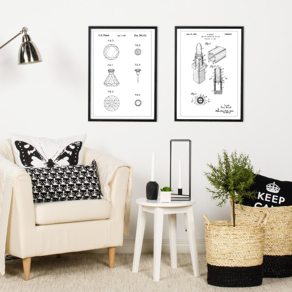 Bildverkstad Patenttekening - Lippenstift - Wit Poster