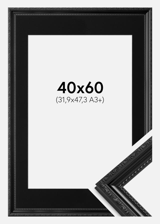 Ram med passepartou Fotolijst Abisko Zwart 40x60 cm - Passe-partout Zwart 32,9x48,3 cm (A3+)