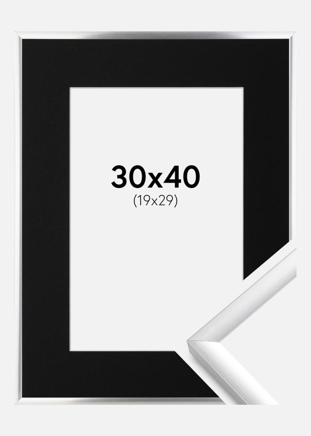 Ram med passepartou Fotolijst New Lifestyle Zilver 30x40 cm - Passe-partout Zwart 20x30 cm