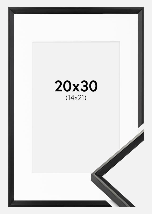 Ram med passepartou Fotolijst Desire Zwart 20x30 cm - Passe-partout Wit 15x22 cm