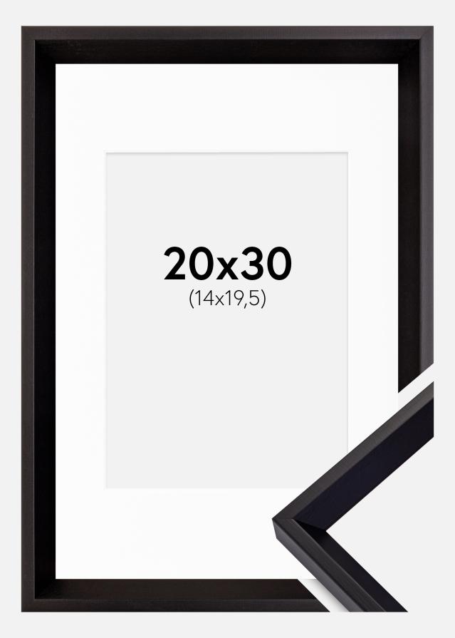Ram med passepartou Fotolijst Globe Zwart 20x30 cm - Passe-partout Wit 15x21 cm (A5)