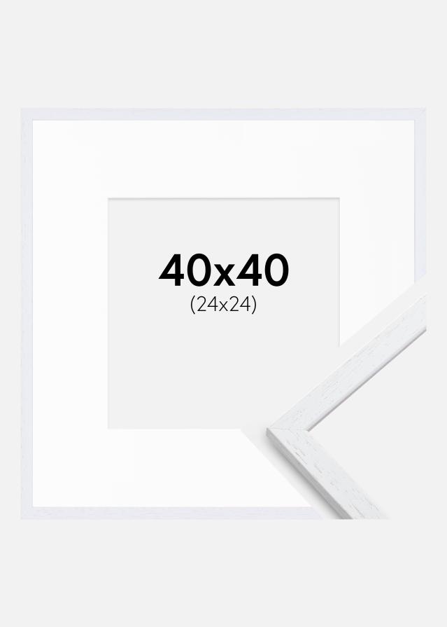 Ram med passepartou Fotolijst Edsbyn Warm White 40x40 cm - Passe-partout Wit 25x25 cm