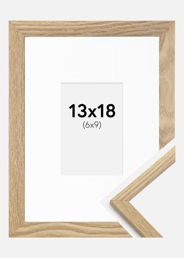 Ram med passepartou Fotolijst Trendy Eiken 13x18 cm - Passe-partout Wit 7x10 cm