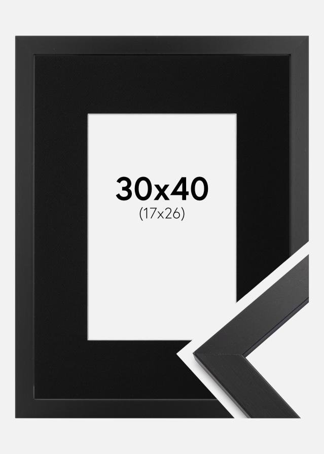 Ram med passepartou Fotolijst Black Wood 30x40 cm - Passe-partout Zwart 18x27 cm