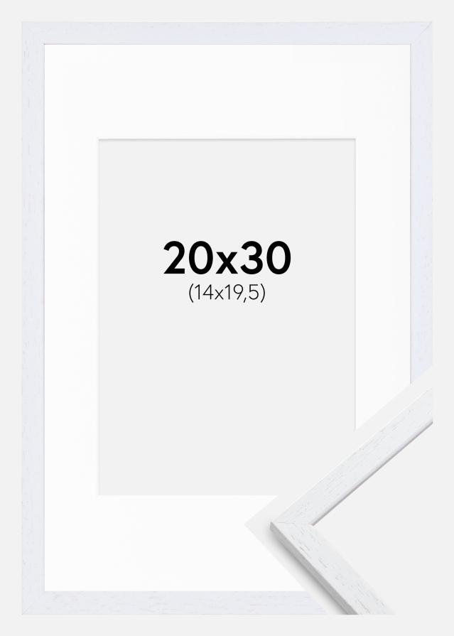 Ram med passepartou Fotolijst Edsbyn Warm White 20x30 cm - Passe-partout Wit 15x21 cm (A5)
