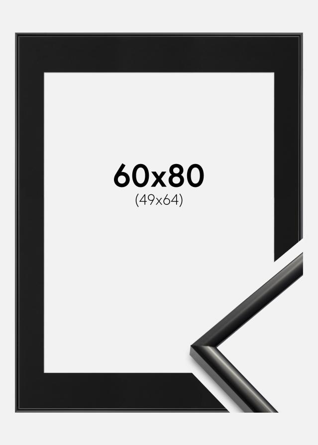 Ram med passepartou Fotolijst New Lifestyle Zwart 60x80 cm - Passe-partout Zwart 50x65 cm