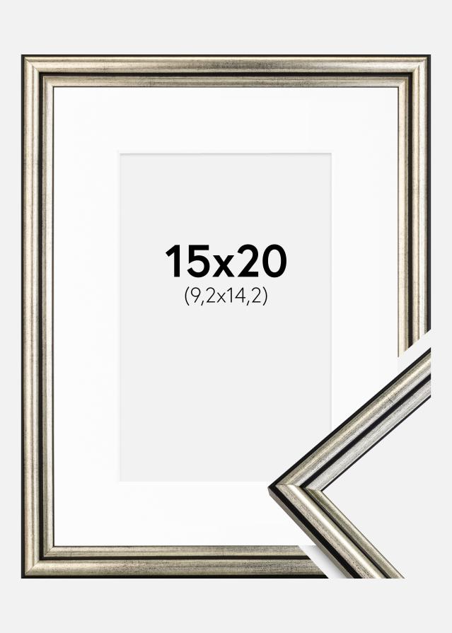 Ram med passepartou Fotolijst Horndal Zilver 15x20 cm - Passe-partout Wit 4x6 inches