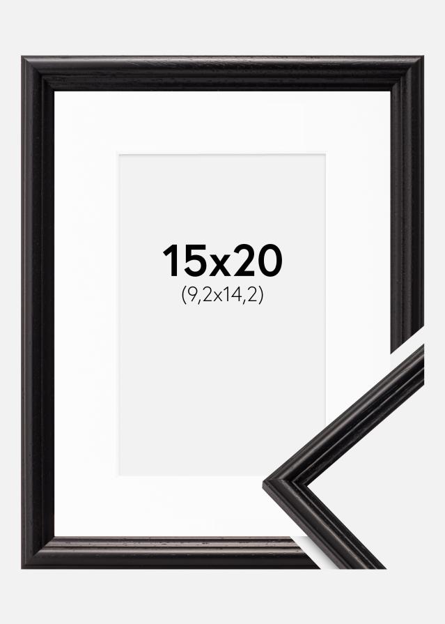 Ram med passepartou Fotolijst Horndal Zwart 15x20 cm - Passe-partout Wit 4x6 inches