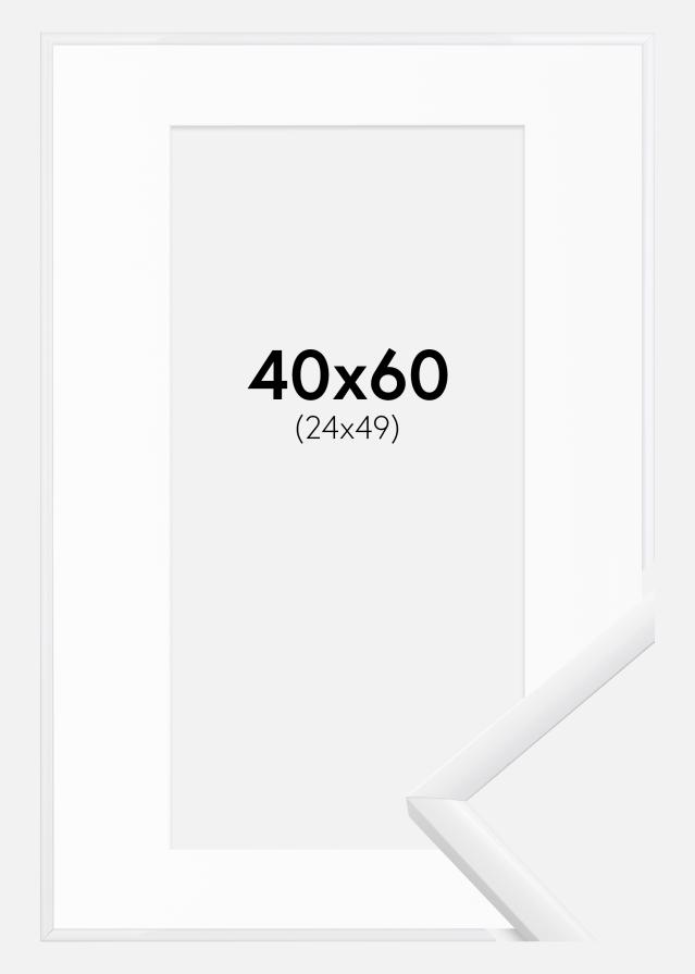 Ram med passepartou Fotolijst New Lifestyle Wit 40x60 cm - Passe-partout Wit 25x50 cm