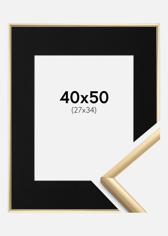 Ram med passepartou Fotolijst New Lifestyle Goud 40x50 cm - Passe-partout Zwart 28x35 cm