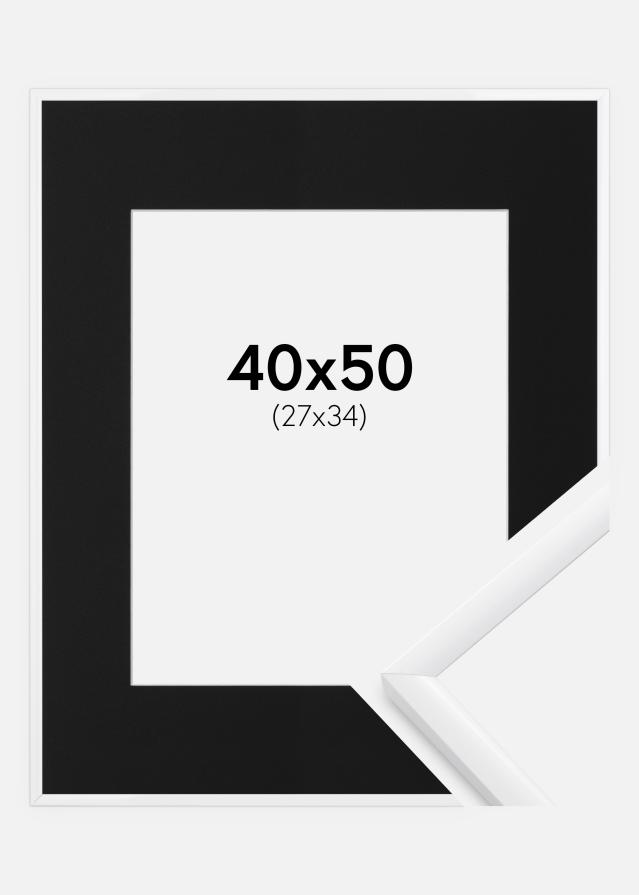 Ram med passepartou Fotolijst New Lifestyle Wit 40x50 cm - Passe-partout Zwart 28x35 cm