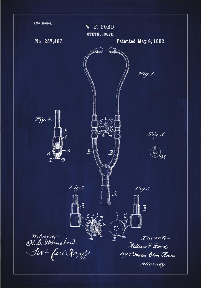 Bildverkstad Patenttekening - Stethoscoop - Blauw