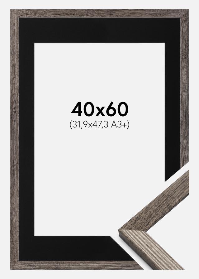 Ram med passepartou Fotolijst Fiorito Walnoot 40x60 cm - Passe-partout Zwart 32,9x48,3 cm (A3+)