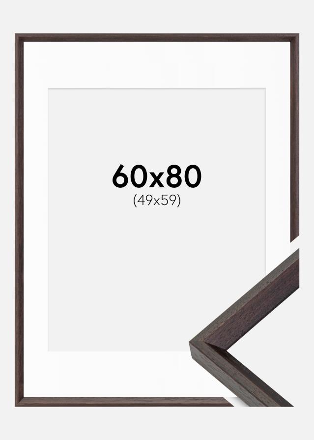 Ram med passepartou Fotolijst Globe Espresso 60x80 cm - Passe-partout Wit 50x60 cm