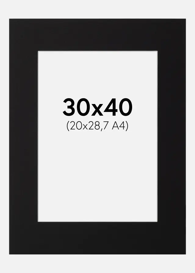 Artlink Passe-partout Zwart Standaard (Witte kern) 30x40 cm (20x28,7 - A4)