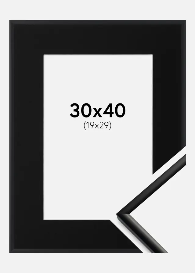 Ram med passepartou Fotolijst New Lifestyle Mat Zwart 30x40 cm - Passe-partout Zwart 20x30 cm