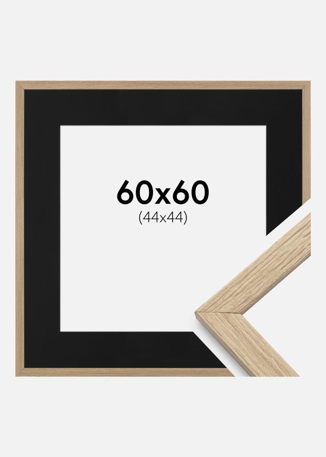 Ram med passepartou Fotolijst Stilren Eiken 60x60 cm - Passe-partout Zwart 45x45 cm