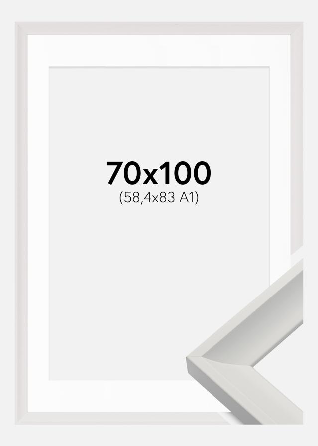 Ram med passepartou Fotolijst Öjaren Wit 70x100 cm - Passe-partout Wit 59,4x84 cm (A1)