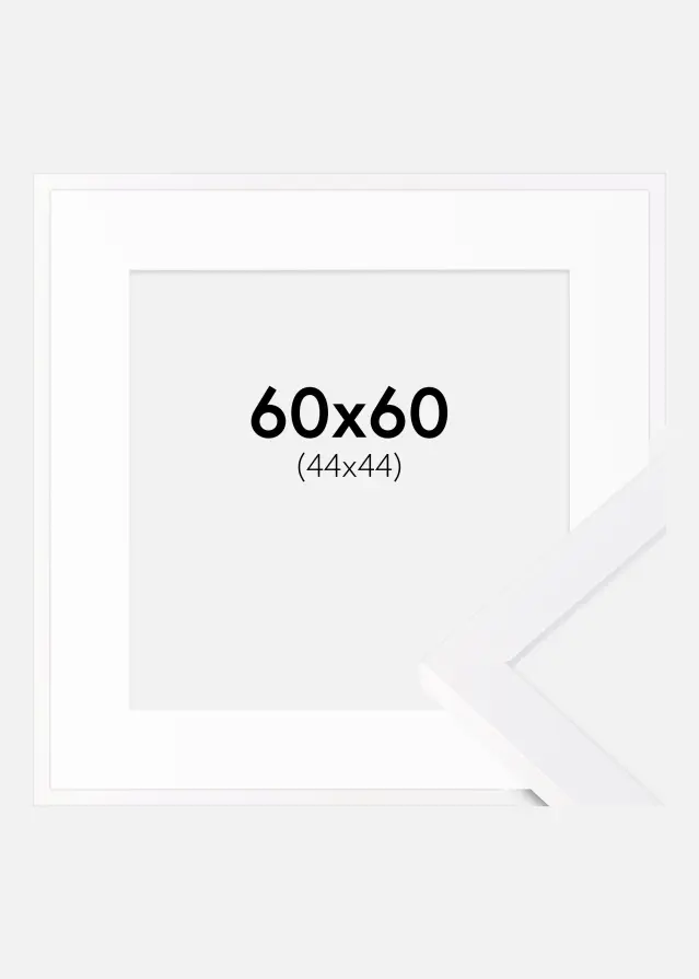 Ram med passepartou Fotolijst Selection Wit 60x60 cm - Passe-partout Wit 45x45 cm