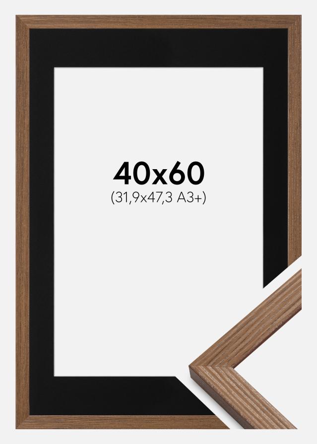 Ram med passepartou Fotolijst Fiorito Donker Eiken 40x60 cm - Passe-partout Zwart 32,9x48,3 cm