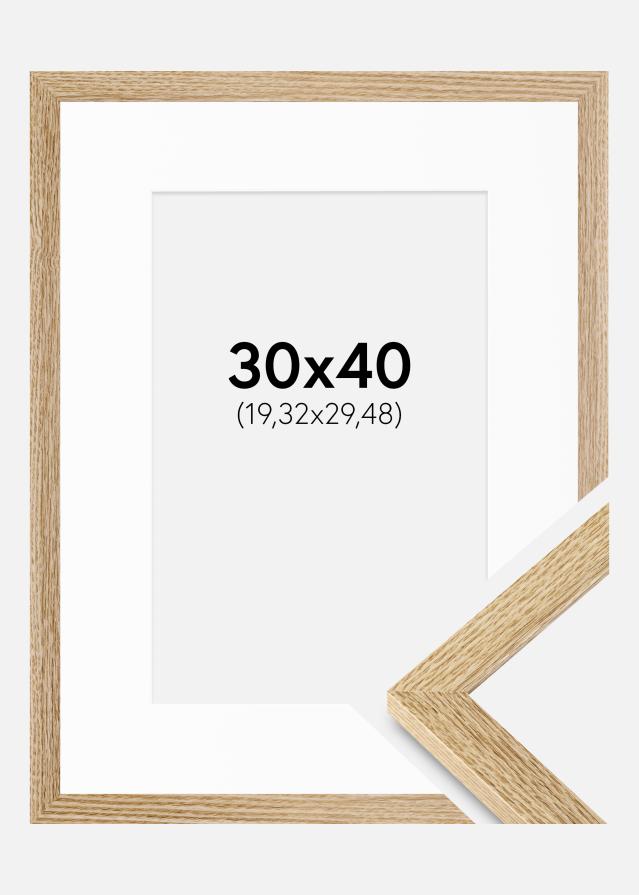 Ram med passepartou Fotolijst Selection Eiken 30x40 cm - Passe-partout Wit 8x12 inches
