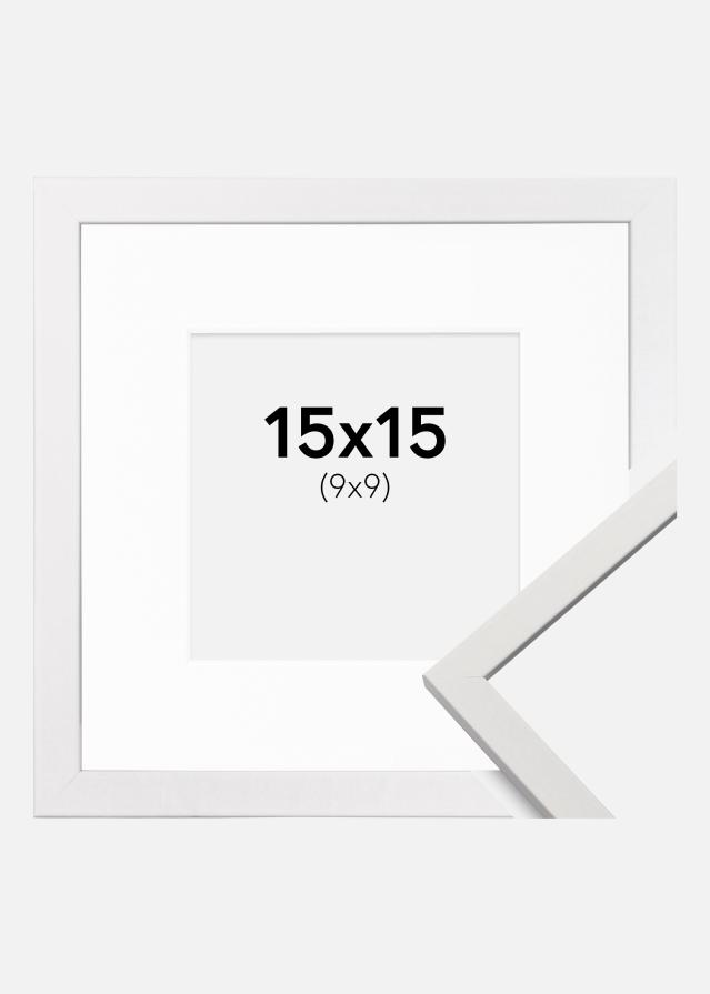 Ram med passepartou Fotolijst Edsbyn Wit 15x15 cm - Passe-partout Wit 10x10 cm