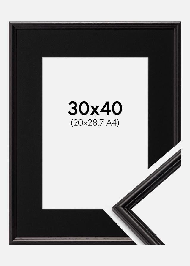 Ram med passepartou Fotolijst Horndal Zwart 30x40 cm - Passe-partout Zwart 21x29,7 cm (A4)