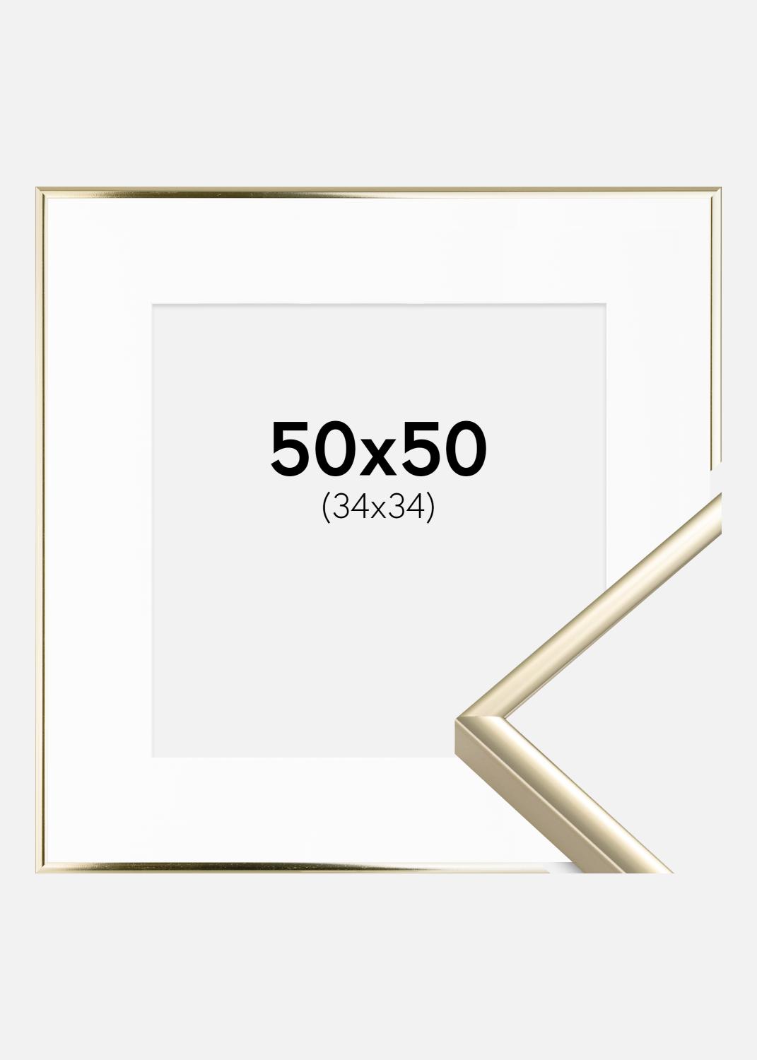 Product Image for Fotolijst Aluminium Glanzend Goud 50x50 cm - Passe-partout Wit 35x35 cm