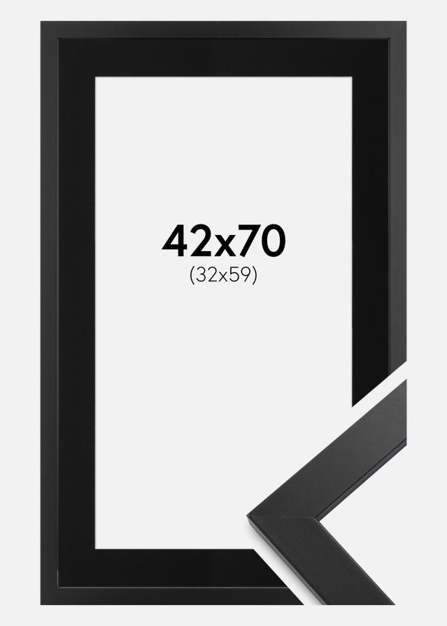 Ram med passepartou Fotolijst Black Wood 42x70 cm - Passe-partout Zwart 33x60 cm