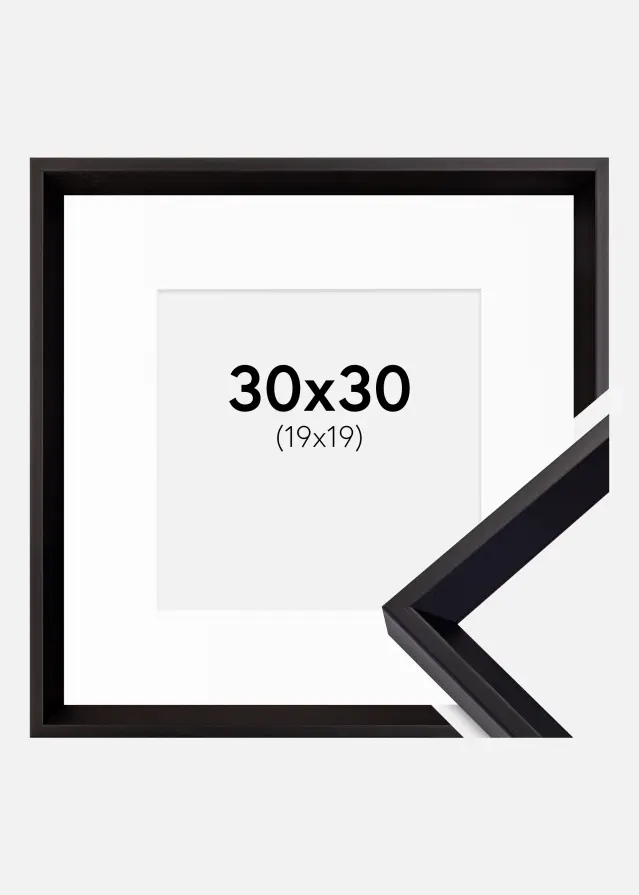 Ram med passepartou Fotolijst Globe Zwart 30x30 cm - Passe-partout Wit 20x20 cm