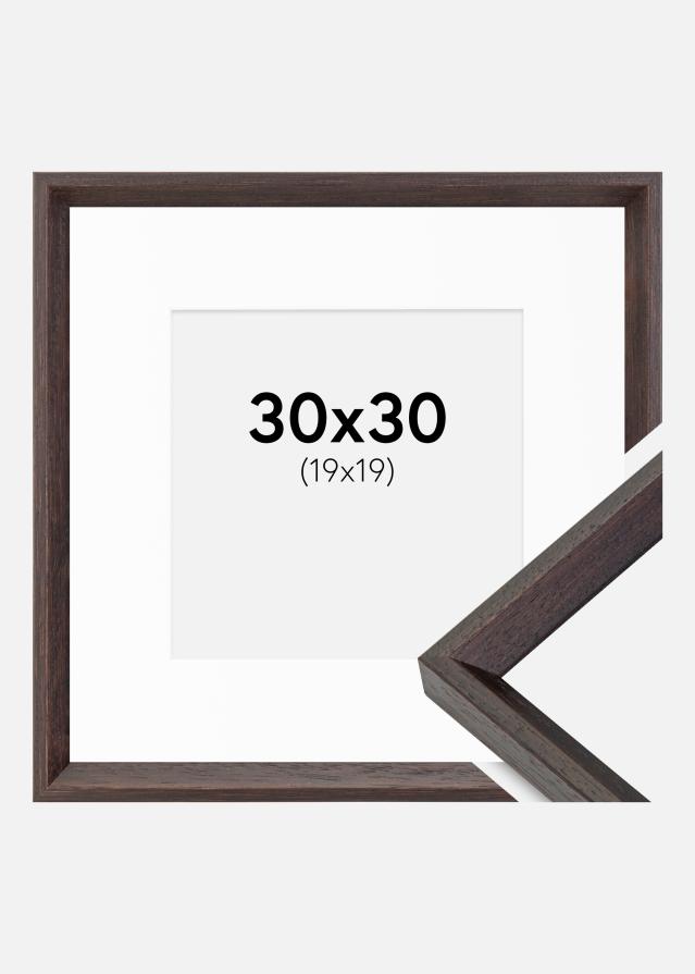 Ram med passepartou Fotolijst Globe Espresso 30x30 cm - Passe-partout Wit 20x20 cm
