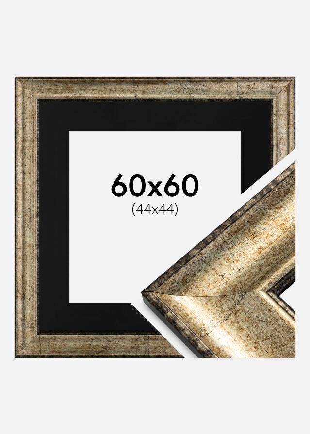 Ram med passepartou Fotolijst Saltsjöbaden Antiek Goud 60x60 cm - Passe-partout Zwart 45x45 cm