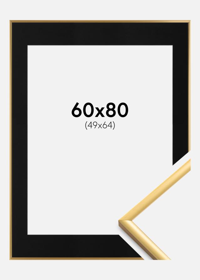 Ram med passepartou Fotolijst New Lifestyle Shiny Gold 60x80 cm - Passe-partout Zwart 50x65 cm