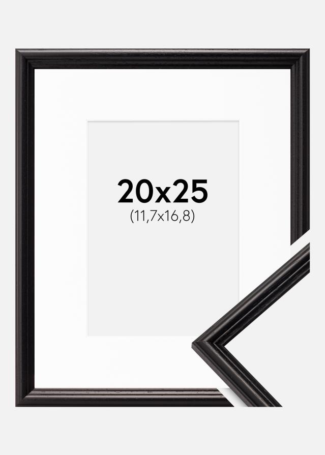 Ram med passepartou Fotolijst Horndal Zwart 20x25 cm - Passe-partout Wit 5x7 inches