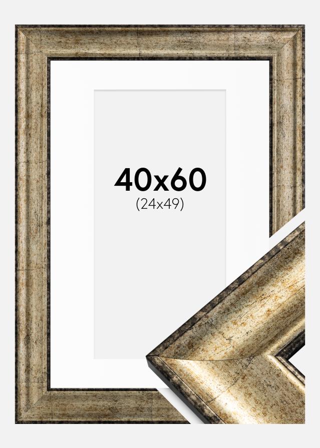 Ram med passepartou Fotolijst Saltsjöbaden Antiek Goud 40x60 cm - Passe-partout Wit 25x50 cm