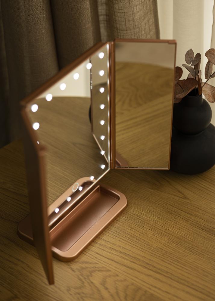 KAILA KAILA Make-up spiegel Tri-Fold Magnifying Roségoud 30x20 cm
