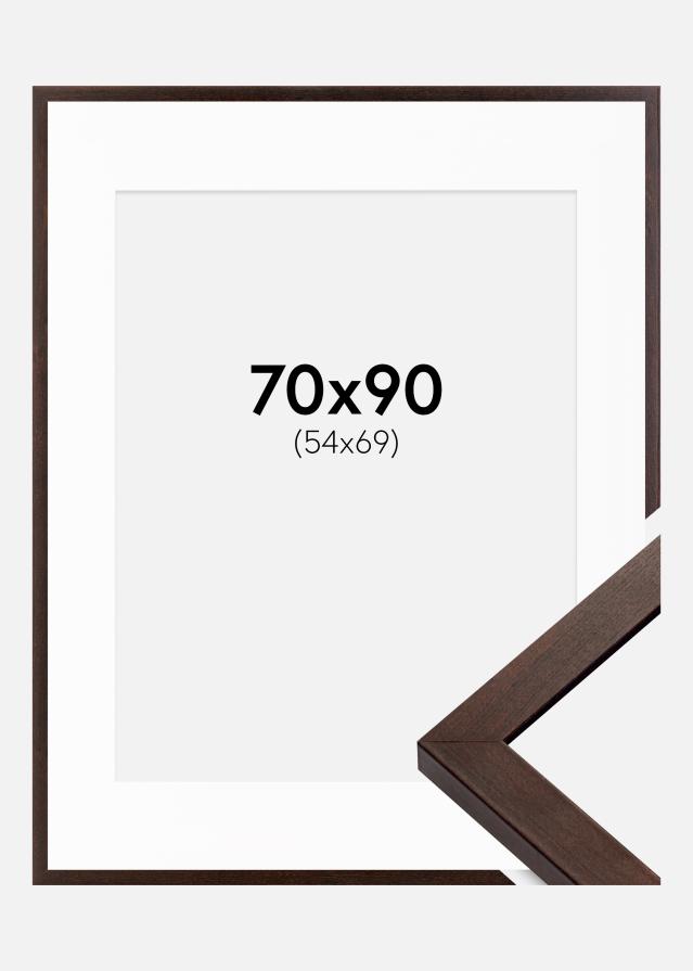 Ram med passepartou Fotolijst Selection Walnoot 70x90 cm - Passe-partout Wit 55x70 cm