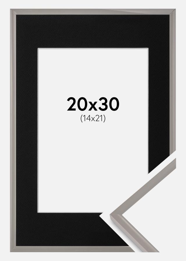 Ram med passepartou Fotolijst New Lifestyle Earth Grey 20x30 cm - Passe-partout Zwart 15x22 cm