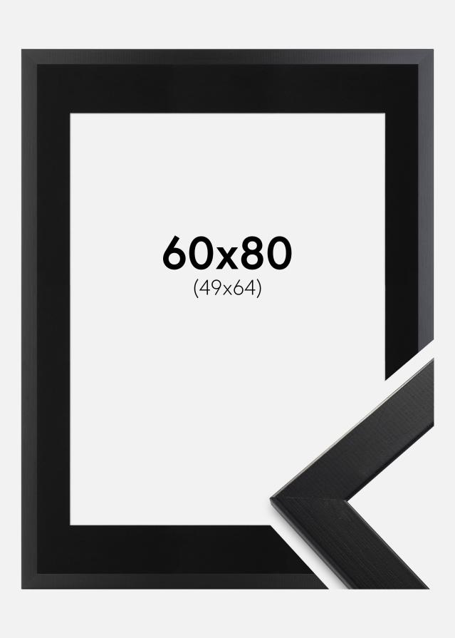 Ram med passepartou Fotolijst Trendline Zwart 60x80 cm - Passe-partout Zwart 50x65 cm