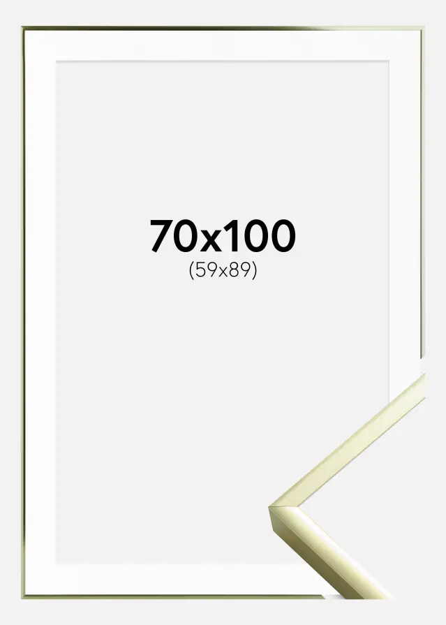 Ram med passepartou Fotolijst Poster Frame Aluminium Gold 70x100 cm - Passe-partout Wit 60x90 cm