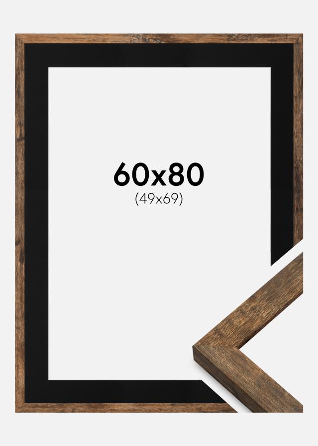 Ram med passepartou Fotolijst Fiorito Washed Oak 60x80 cm - Passe-partout Zwart 50x70 cm