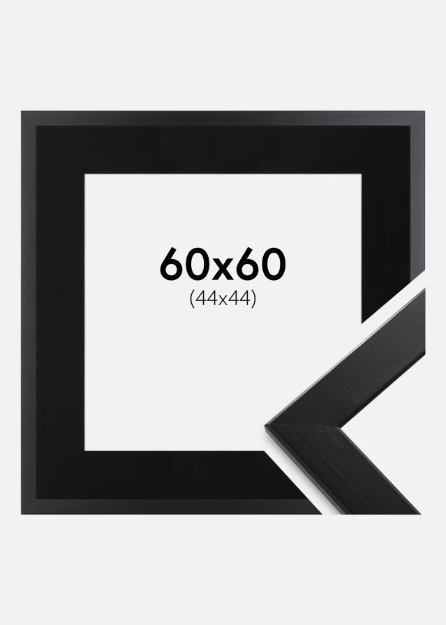 Ram med passepartou Fotolijst Trendline Zwart 60x60 cm - Passe-partout Zwart 45x45 cm