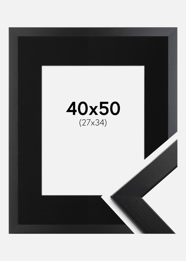 Ram med passepartou Fotolijst Trendline Zwart 40x50 cm - Passe-partout Zwart 28x35 cm