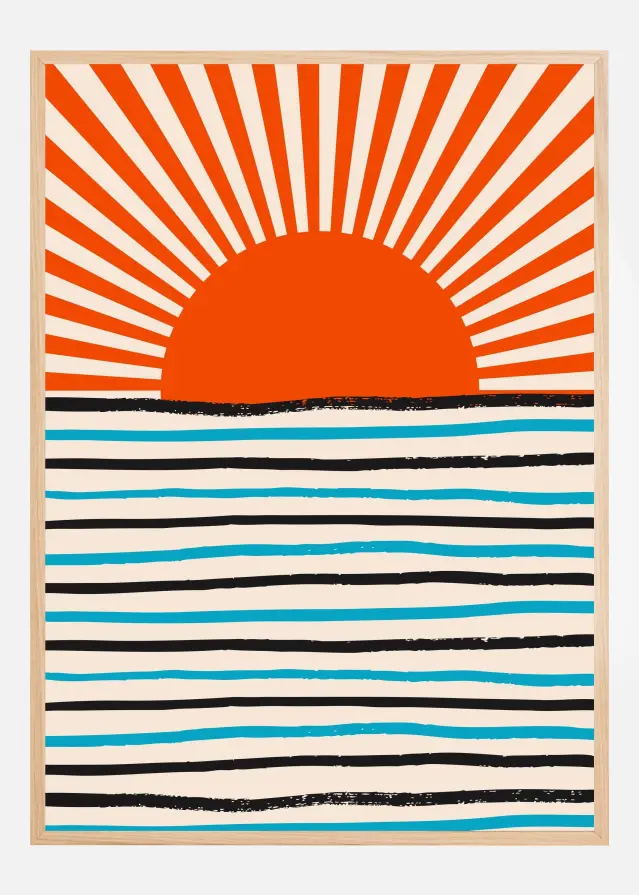 Bildverkstad Red Sun and Sea Poster